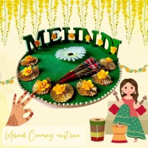 Decorated Mehendi Board with Mehendi Cone (2)