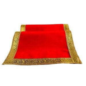 Red Aasan Kapda with Golden Lace (Pack of 2)