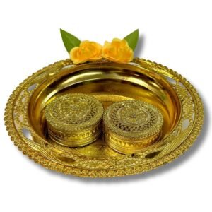 Golden Bowl + Container Box decorated with yellow roses