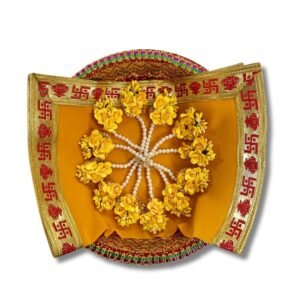 Yellow maang Tikka (Pack of 12) with Basket & Yellow Aasan Kapda