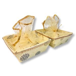 Net Dry fruit Gift Basket Cream Colour (Pack of 2)