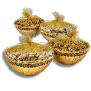 Golden with net Dry fruit Gift Basket (Pack of 2)