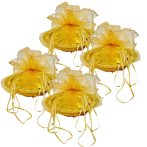 Golden bowl with Net Dry fruit Gift Basket (Pack of 4)