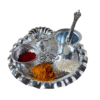 German Silver White Metal Pooja Thali Set 9 Items