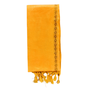 Orange Cotton Uparna / Angavastram for Groom Wedding & Pooja