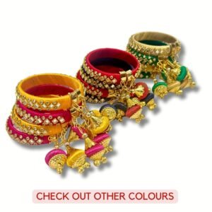 Multicolour Bell Latkan Floral Bangle Set (Pack of 12)