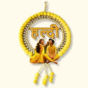 Haldi MDF Hanging Board in Hindi – Round Wedding Decor