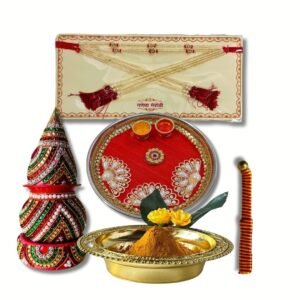 Wedding Ritual Combo Set – Mundavalya, Kalash, Bride Kataar, Aarti Thali & Haldi Bowl