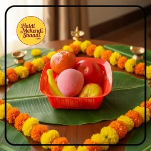 Plastic Fruit Basket 5 phal decorations in Marathi wedding