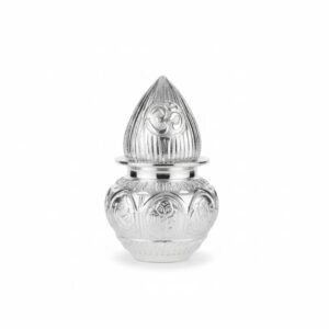 HALDI MEHENDI SHAADI 300ml German Silver White Metal Kalash Nariyal Set| Pooja for Griha Pravesh, Diwali Shagun, Mandir(9cm) Mandir Return Gift Lota (9cm)|Prosperity Puja Decor