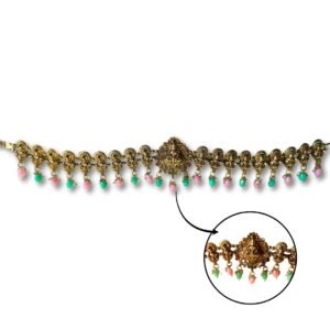 HALDI MEHENDI SHAADI Kamar patta Traditional Antique Golden Temple Jewellery Kardhani for Women | Kamar bandh with Goddess Lakshmi Motif | Bridal, Festive (A) - MAIN