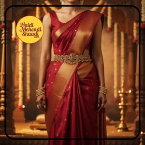 HALDI MEHENDI SHAADI Kamar patta Traditional Antique Golden Temple Jewellery Kardhani for Women | Kamar bandh with Goddess Lakshmi Motif | Bridal, Festive (F) - PT03