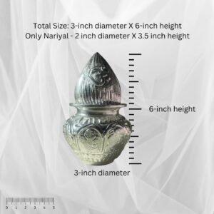 HALDI MEHENDI SHAADI 300ml German Silver White Metal Kalash Nariyal Set| Pooja for Griha Pravesh, Diwali Shagun, Mandir(9cm) Mandir Return Gift Lota (9cm)|Prosperity Puja Decor - PT02