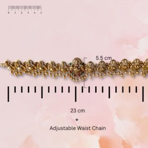 HALDI MEHENDI SHAADI Kamar patta Traditional Antique Golden Temple Jewellery Kardhani for Women | Kamar bandh with Goddess Lakshmi Motif | Bridal, Festive (F) - PT01