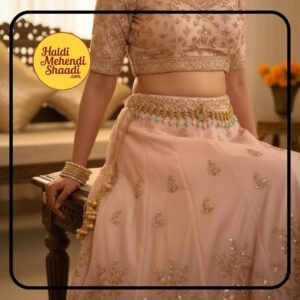 HALDI MEHENDI SHAADI Kamar patta Traditional Antique Golden Temple Jewellery Kardhani for Women | Kamar bandh with Goddess Lakshmi Motif | Bridal, Festive (A) - PT02