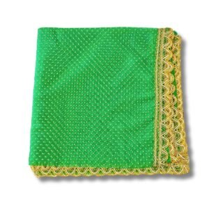 HALDI MEHENDI SHAADI Women's Chunri Net Stone Work Shimmer Lace Dupatta | Dulhan Bride Wedding, Mata Rani Chowki (2.05 meters) (Green) - MAIN