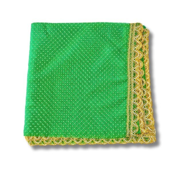 HALDI MEHENDI SHAADI Women's Chunri Net Stone Work Shimmer Lace Dupatta | Dulhan Bride Wedding, Mata Rani Chowki (2.05 meters) (Green) - MAIN