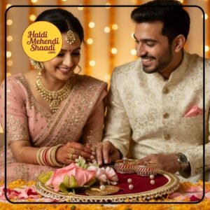 HALDI MEHENDI SHAADI Ring Plate for Engagement ceremony, Ring Holder, Ring Platter, Ring Ceremony Decorations, Ring Tray (Maroon) - PT03