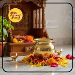 HALDI MEHENDI SHAADI Brass Kalash 500ml for Krishna Pooja, Ganesh Lakshmi Poojan, Diwali Decoration Mandir, Wedding Return Gift Lota Kalasam Chembu (10cm) - PT03
