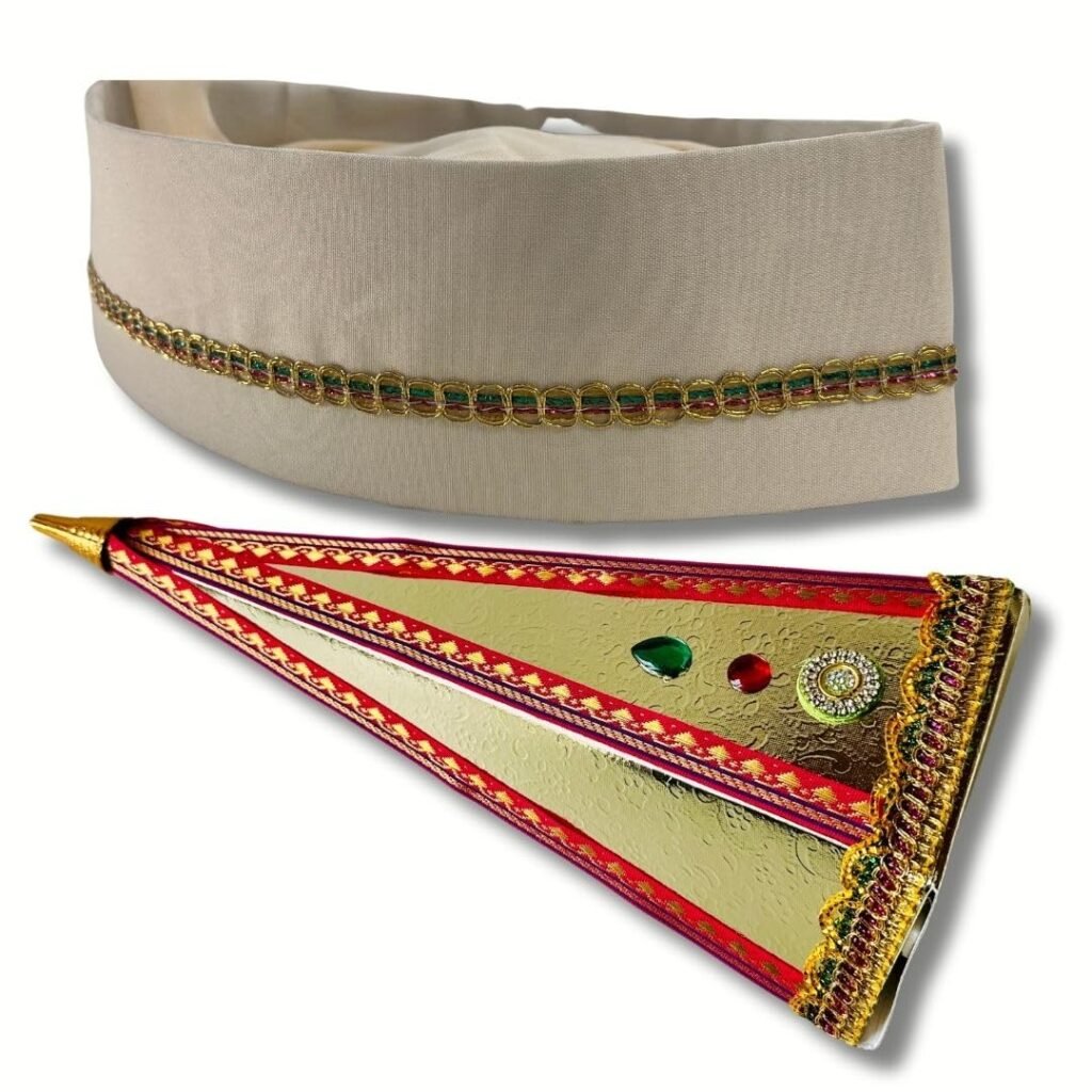 Sakharpuda Cone (Gift Packing Cone) + Topi Turban Pheta Combo for Ceremony Marathi Bride & Groom - EN14