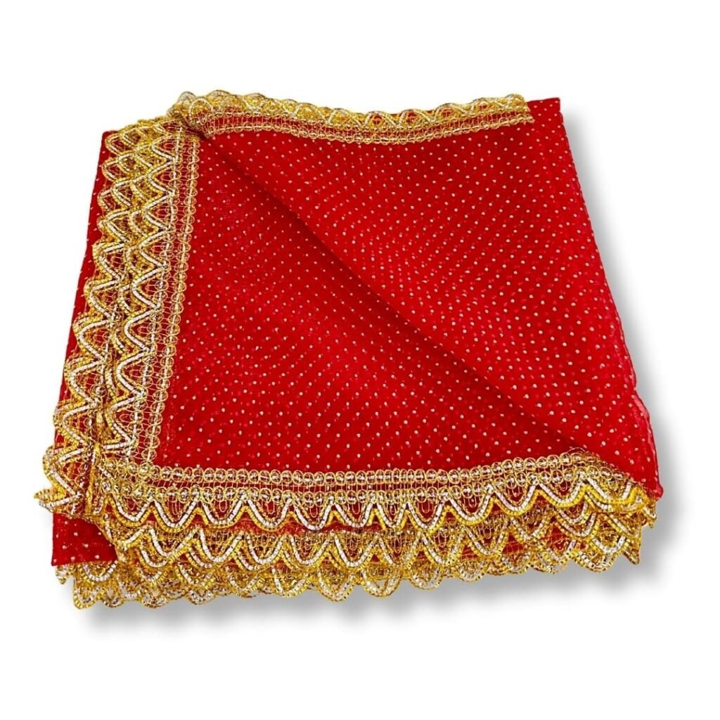 Women's Chunri Net Stone Work Shimmer Lace Dupatta | Dulhan Bride Wedding, Mata Rani Chowki (2.05 meters) - EN2