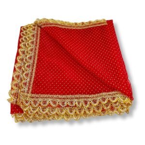 Women's Chunri Net Stone Work Shimmer Lace Dupatta | Dulhan Bride Wedding, Mata Rani Chowki (2.05 meters) - EN2