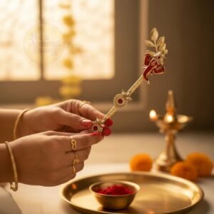 1 pc Ganesh Decorated Bamboo Tilak Stick for Tilak Function,Engagement,Grah Pravesh,Haldi Kumkum,Baraat Swagat,Wedding (Pooja Decor, Wooden) Kankotri Lekhan Stick - EN23A