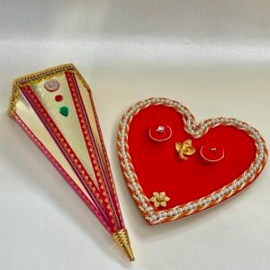 Engagement Ring Plate + Sakharpuda Cone (Gift Packing Cone) Combo for Ceremony Bride and Groom - EN9