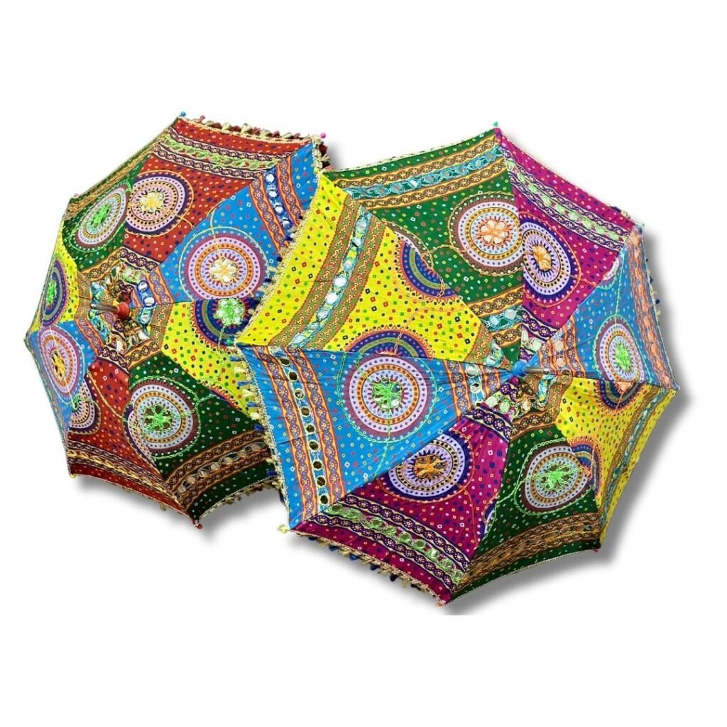 Rajasthani Embroidery Umbrella Wedding Event Planning Photos | Haldi Decoration Items for Cousins Backdrop (2, Small) - HA10
