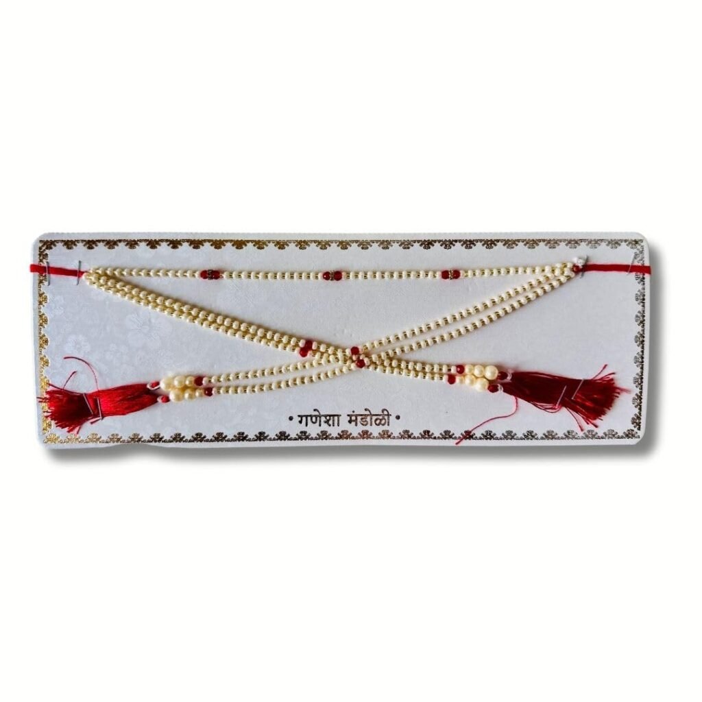Traditional Maharashtrian Mundavali (Pack of 2) for Bride & Groom in Wedding Haldi ceremony (Golden Pearl Bashing) - HA29