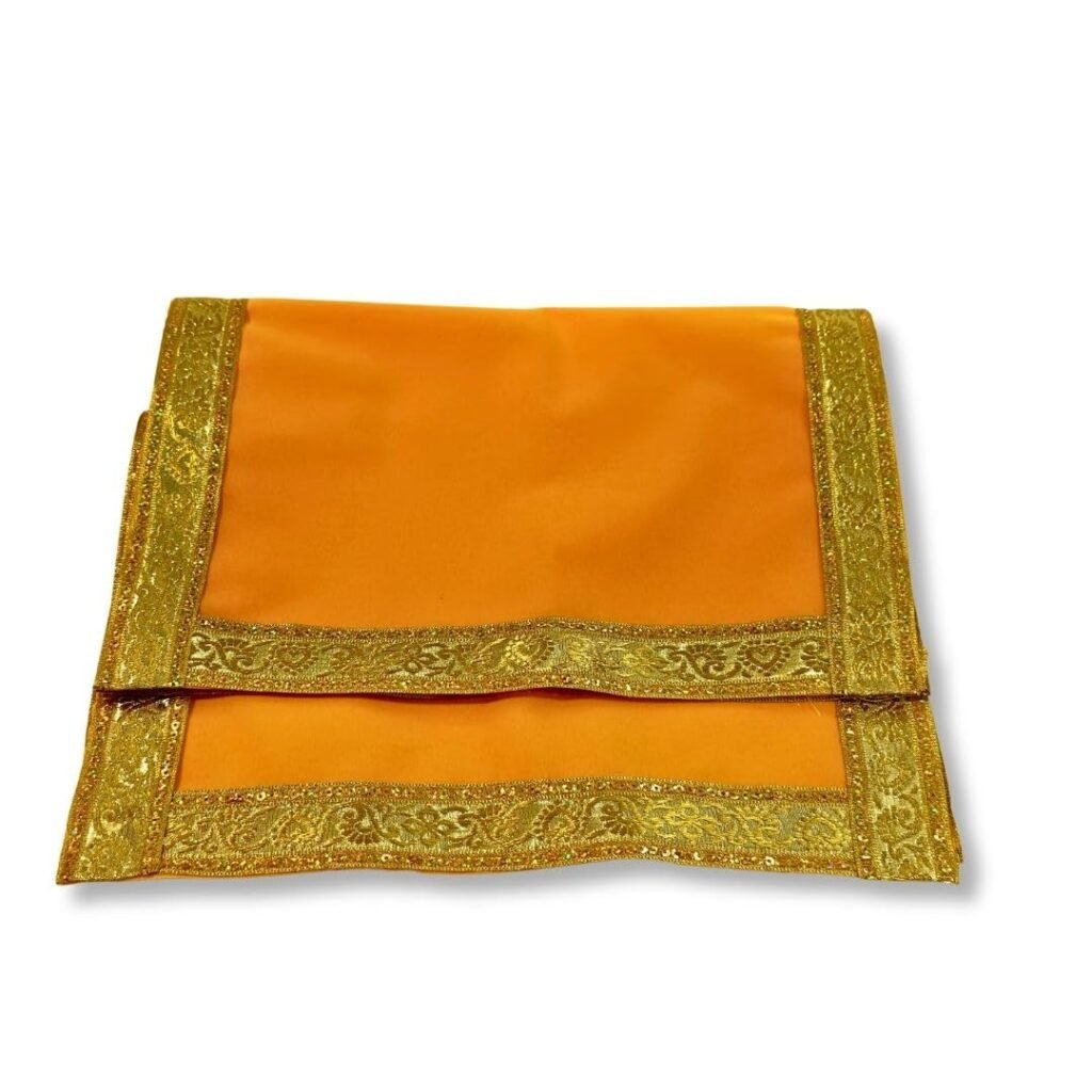Yellow Velvet Aasan for Haldi Ceremony Bride/Dulhan, God Idol, Daily Pooja, Sitting Cloth, Pata/Chaurang Kapda Diwali Puja Home Decoration Mandir (Pack of 2) - HA30