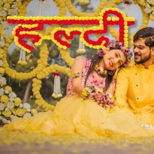 Haldi Name Board in Hindi Banner (MDF) Props Backdrop Marriage Function Stage | North Indian Hindu Marathi Wedding Decorations - HA34