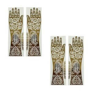 2 Pairs Full Hand Mehndi Stencil Template 27 cm | Traditional Floral Henna Design | Free Size Reusable Mehendi Stickers for Bridal Wedding Festival Eid DIY Hand Art - HA48A