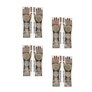 4 Pairs (27 cm Length) Full Hand Henna Mehndi Hand Stencil Template, Traditional Mandala Design, Free Size Easy-to-Use Reusable Mehendi Sticker | Intricate Bridal & Festival Designs Perfect for Weddings, Festivals, Eid (DIY) - HA52B