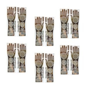 6 Pairs (27 cm Length) Full Hand Henna Mehndi Hand Stencil Template, Traditional Mandala Design, Free Size Easy-to-Use Reusable Mehendi Sticker | Intricate Bridal & Festival Designs Perfect for Weddings, Festivals, Eid (DIY) - HA52C